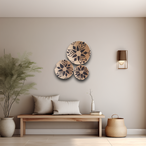 Set de Decoración Boho de Pared – Tapices Tejidos a Mano en Natural y Negro