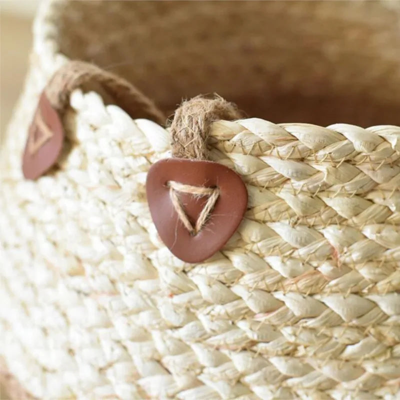 Cesta de Bambú y Algas Marinas – Estilo Nórdico para Plantas, Ropa o Almacenaje Multiusos