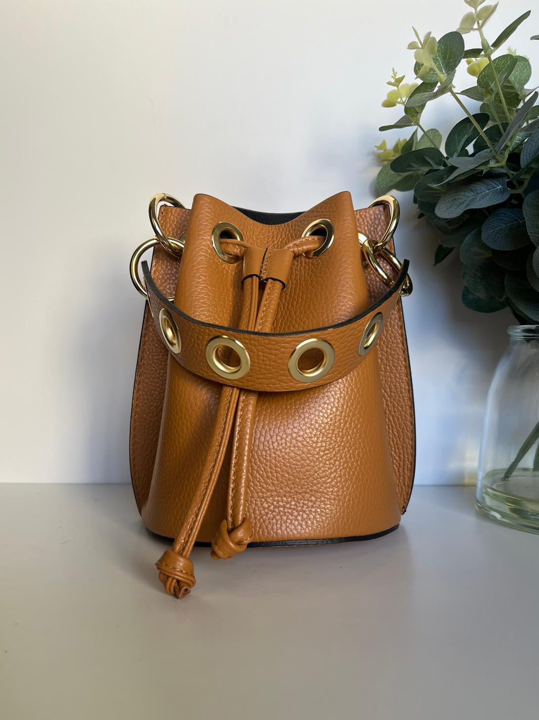 Mini Bombonera Piel - Camel