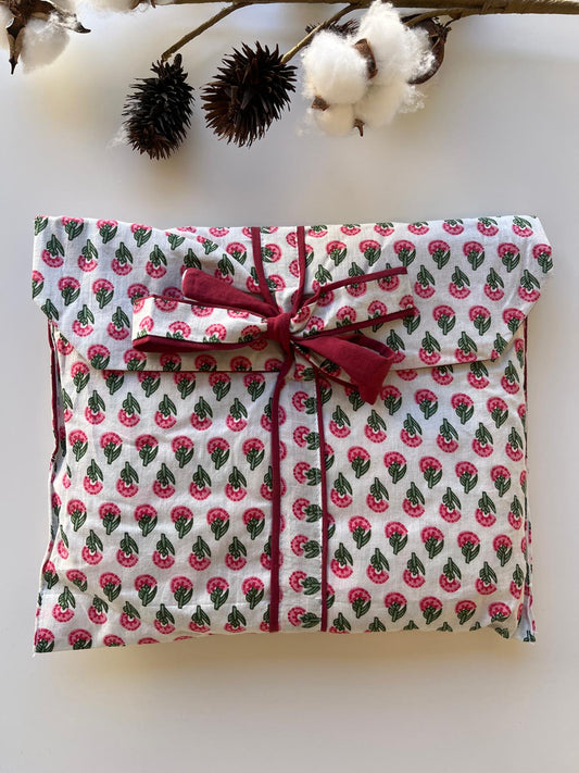 Pure Cotton Pajamas with Matching Bag. Teal and White - Size S