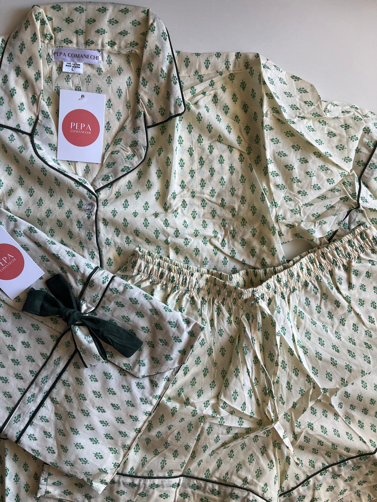 Pijama Corto ZUBI de Algodón 100% Hecho a Mano en India