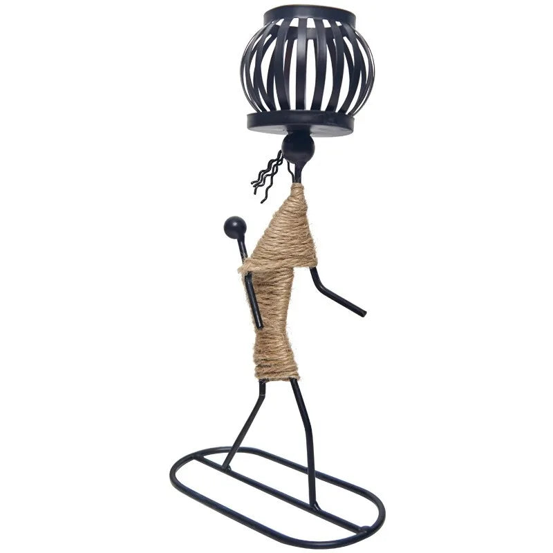 Candelabros de Metal Abstracto – Figuras Hechas a Mano, Estilo Vintage Bohemio