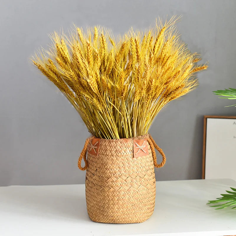 Set de 2 cestas de Ratán con Asa – Florero Rústico Tejido a Mano para Lavanda o Decoración (Natural)