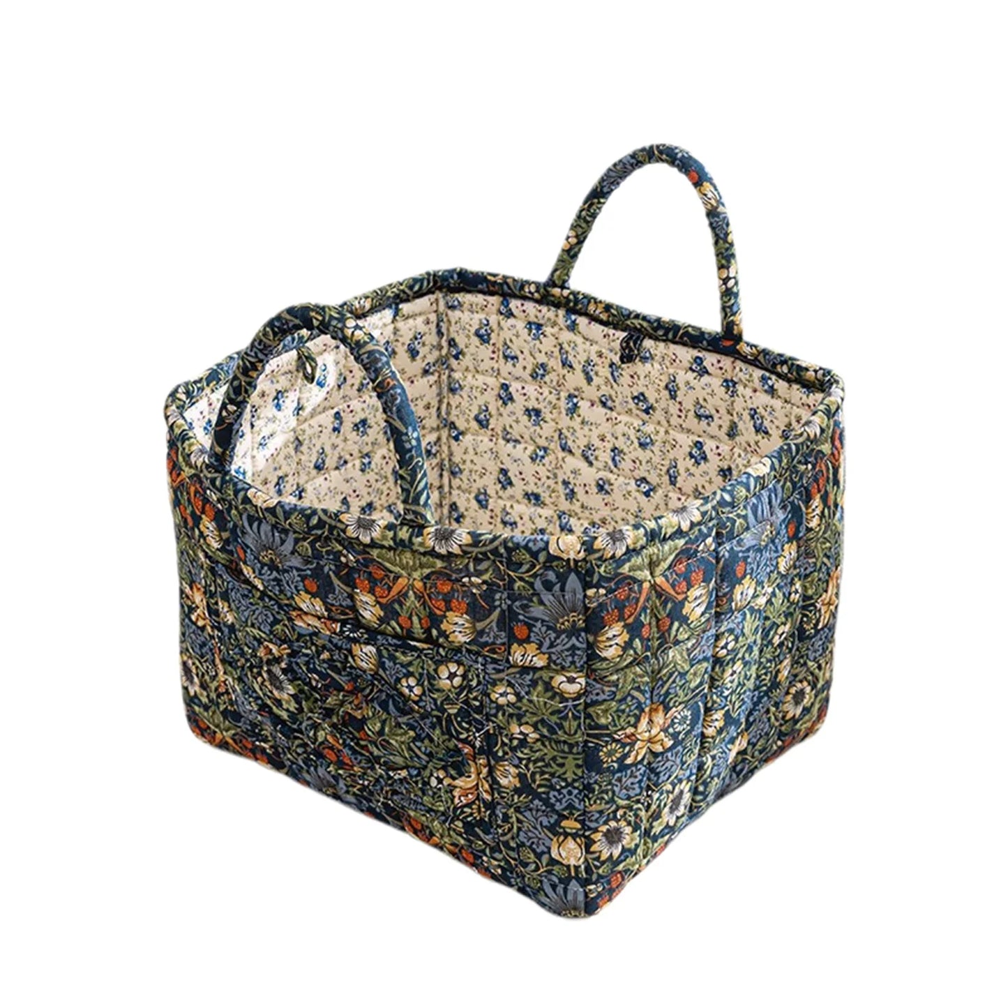 Cesta de Tela con Estampado Floral Grande – Plegable, con Asas para Ropa o Almacenaje Bonito