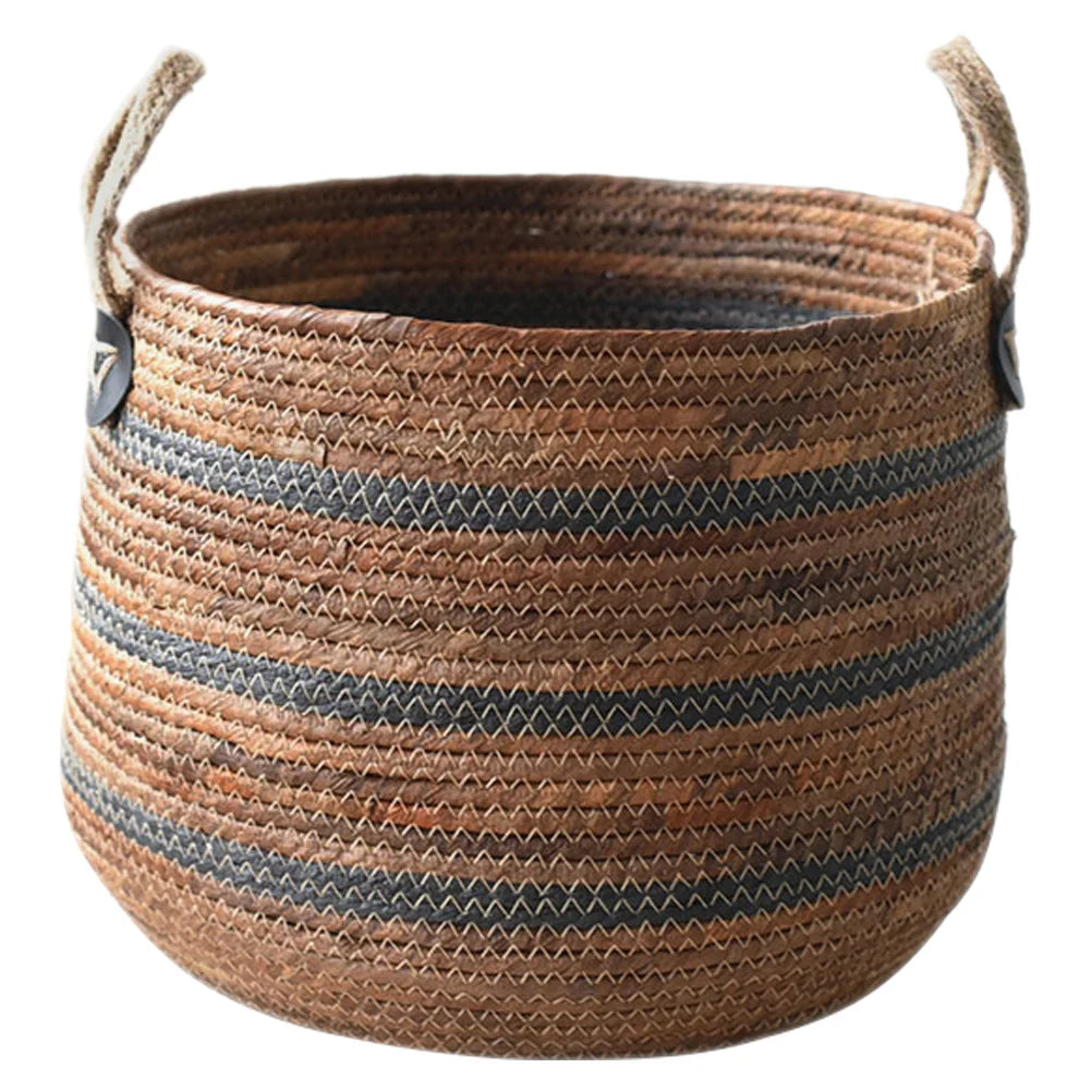 Cesta de Cuerda de Paja Tejida – Multiusos para Ropa, Juguetes o Almacenaje (Estilo Mimbre)