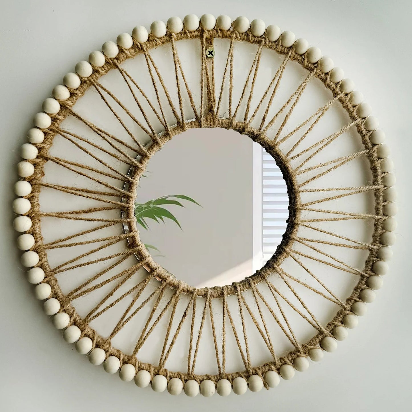Espejo Decorativo Colgante Tejido a Mano – Estilo Nórdico para Pared, Sofá o Recibidor
