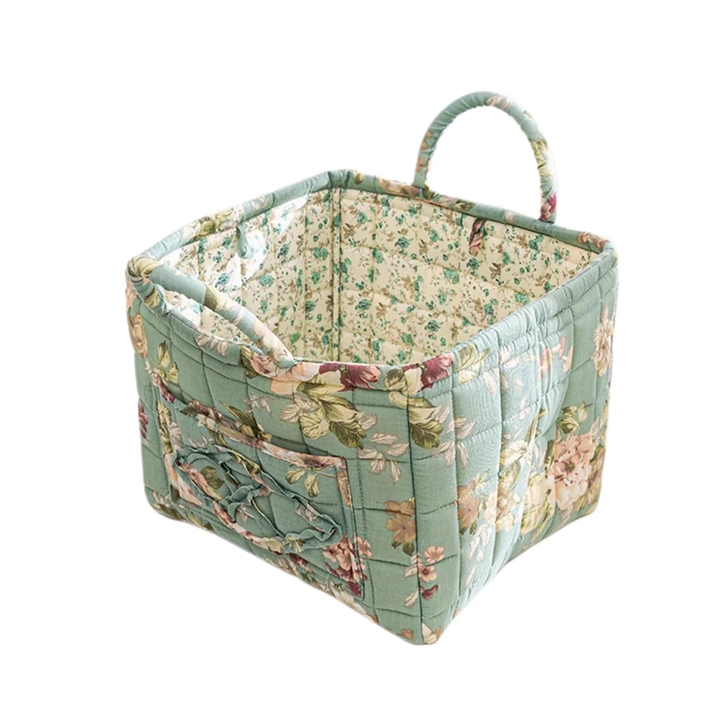 Cesta de Tela con Estampado Floral Grande – Plegable, con Asas para Ropa o Almacenaje Bonito