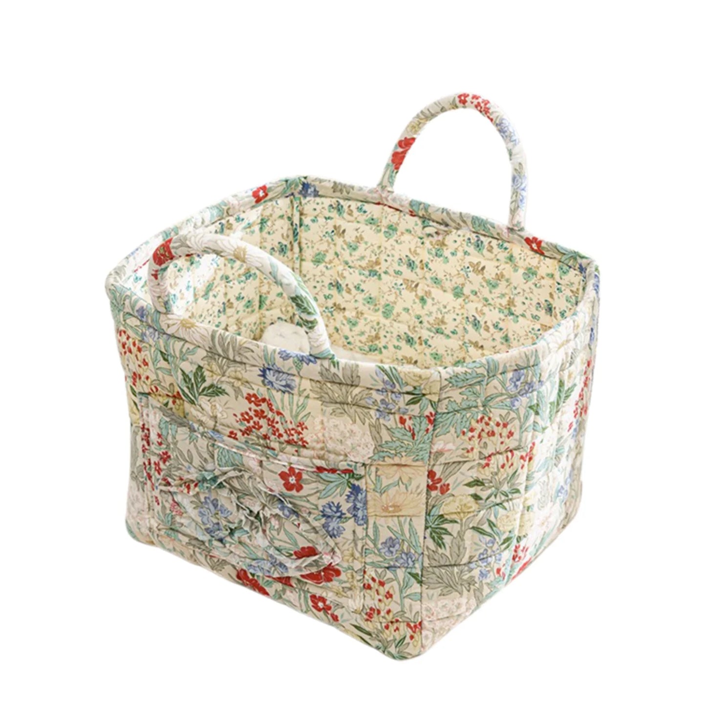 Cesta de Tela con Estampado Floral Grande – Plegable, con Asas para Ropa o Almacenaje Bonito