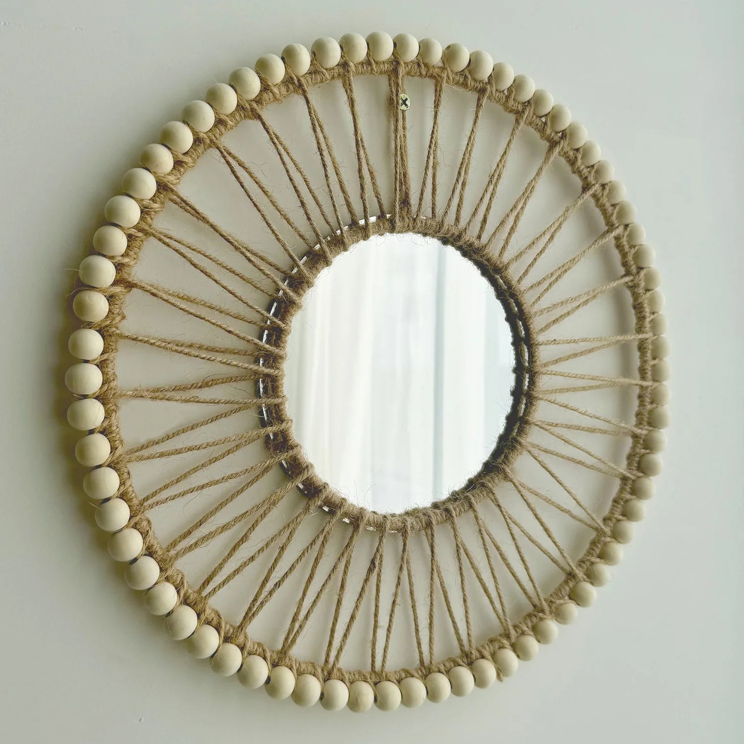 Espejo Decorativo Colgante Tejido a Mano – Estilo Nórdico para Pared, Sofá o Recibidor