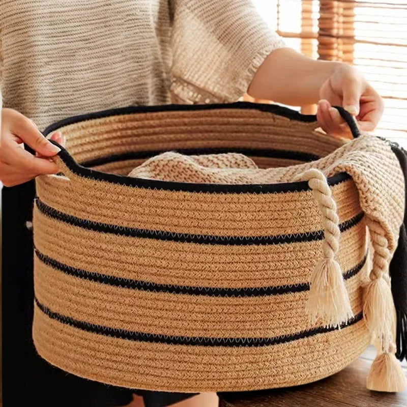 Cesta de Algodón Tejido – Cesto Organizador para Juguetes y Almacenaje Variado
