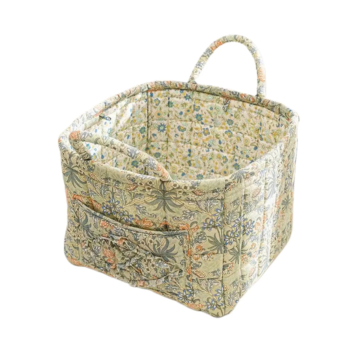 Cesta de Tela con Estampado Floral Grande – Plegable, con Asas para Ropa o Almacenaje Bonito
