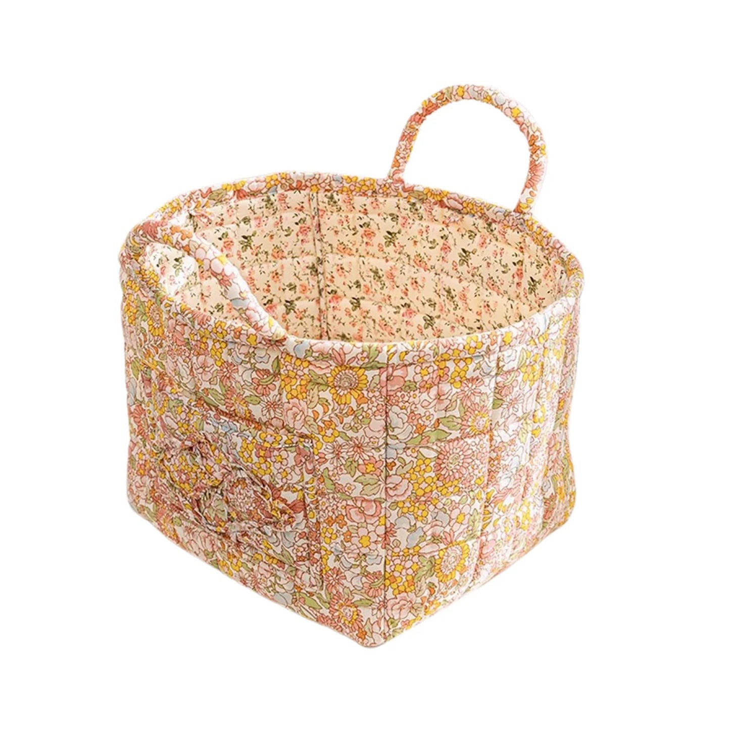 Cesta de Tela con Estampado Floral Grande – Plegable, con Asas para Ropa o Almacenaje Bonito