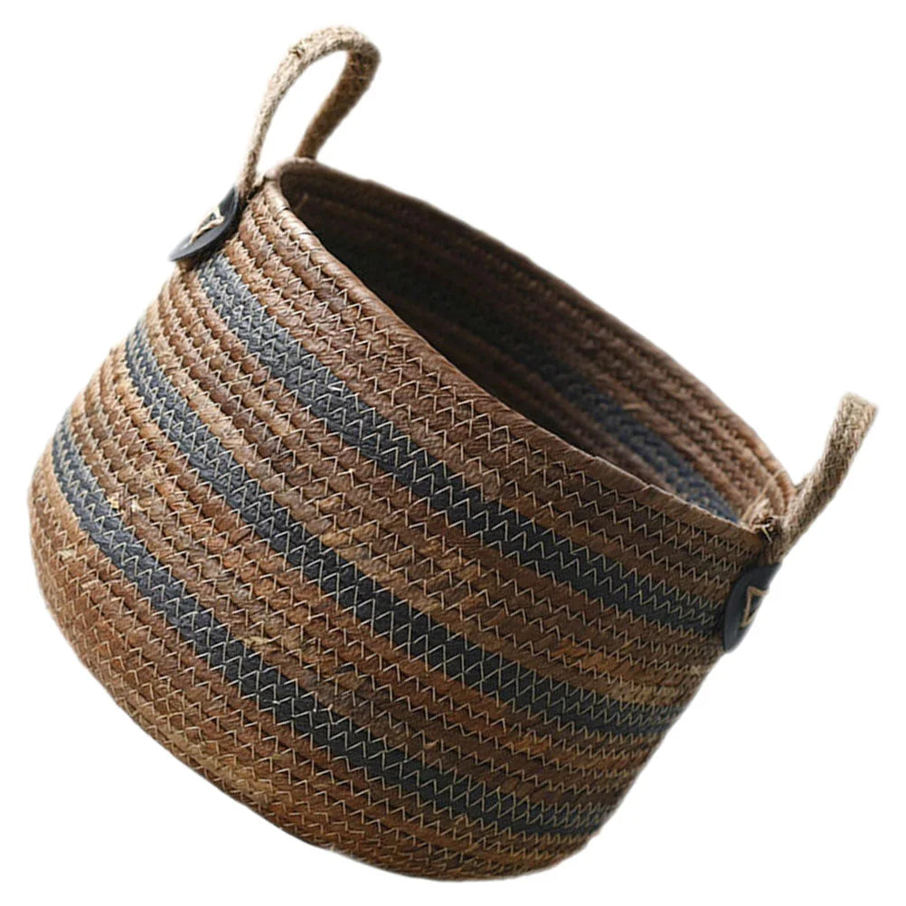 Cesta de Cuerda de Paja Tejida – Multiusos para Ropa, Juguetes o Almacenaje (Estilo Mimbre)