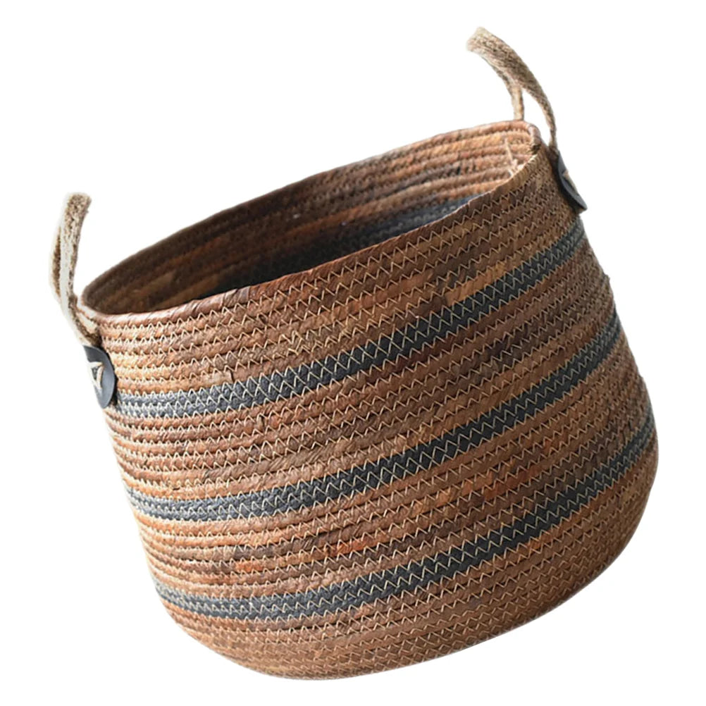 Cesta de Cuerda de Paja Tejida – Multiusos para Ropa, Juguetes o Almacenaje (Estilo Mimbre)