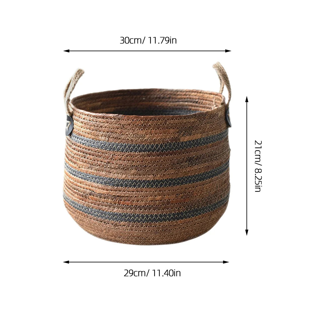 Cesta de Cuerda de Paja Tejida – Multiusos para Ropa, Juguetes o Almacenaje (Estilo Mimbre)
