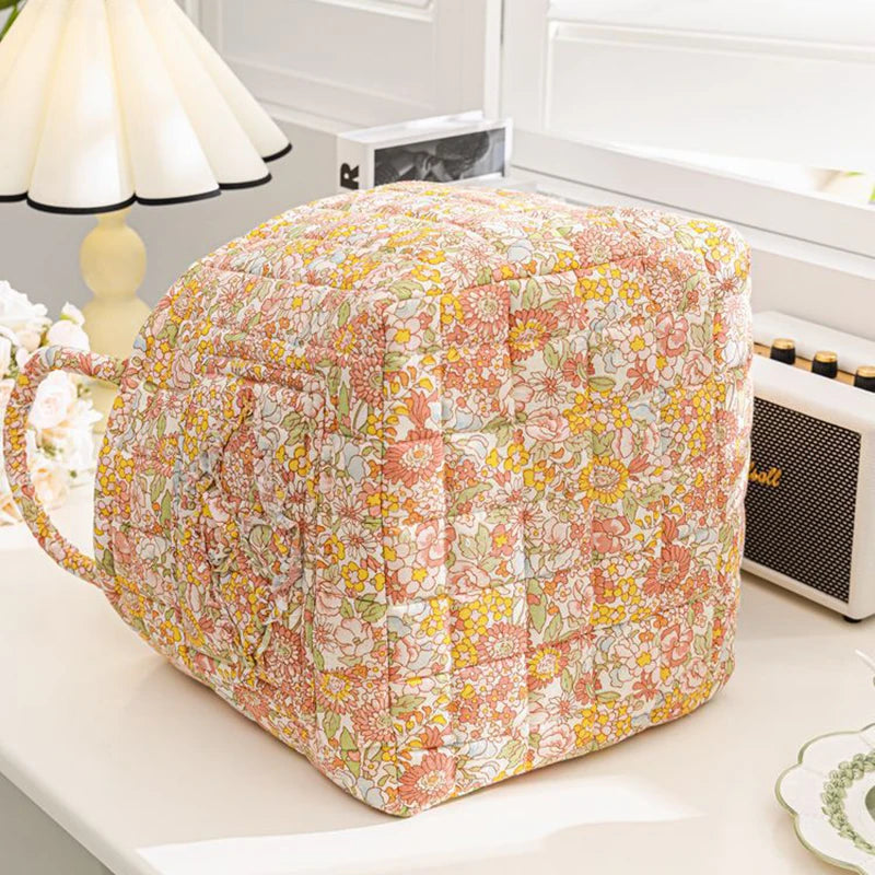 Cesta de Tela con Estampado Floral Grande – Plegable, con Asas para Ropa o Almacenaje Bonito