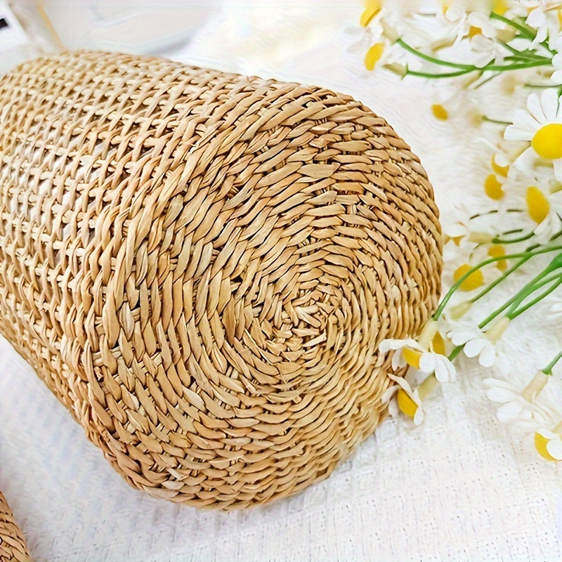 Jarrón de Cristal con Cubierta de Ratán – Estilo Boho para Ramilletes o Decoración de Mes