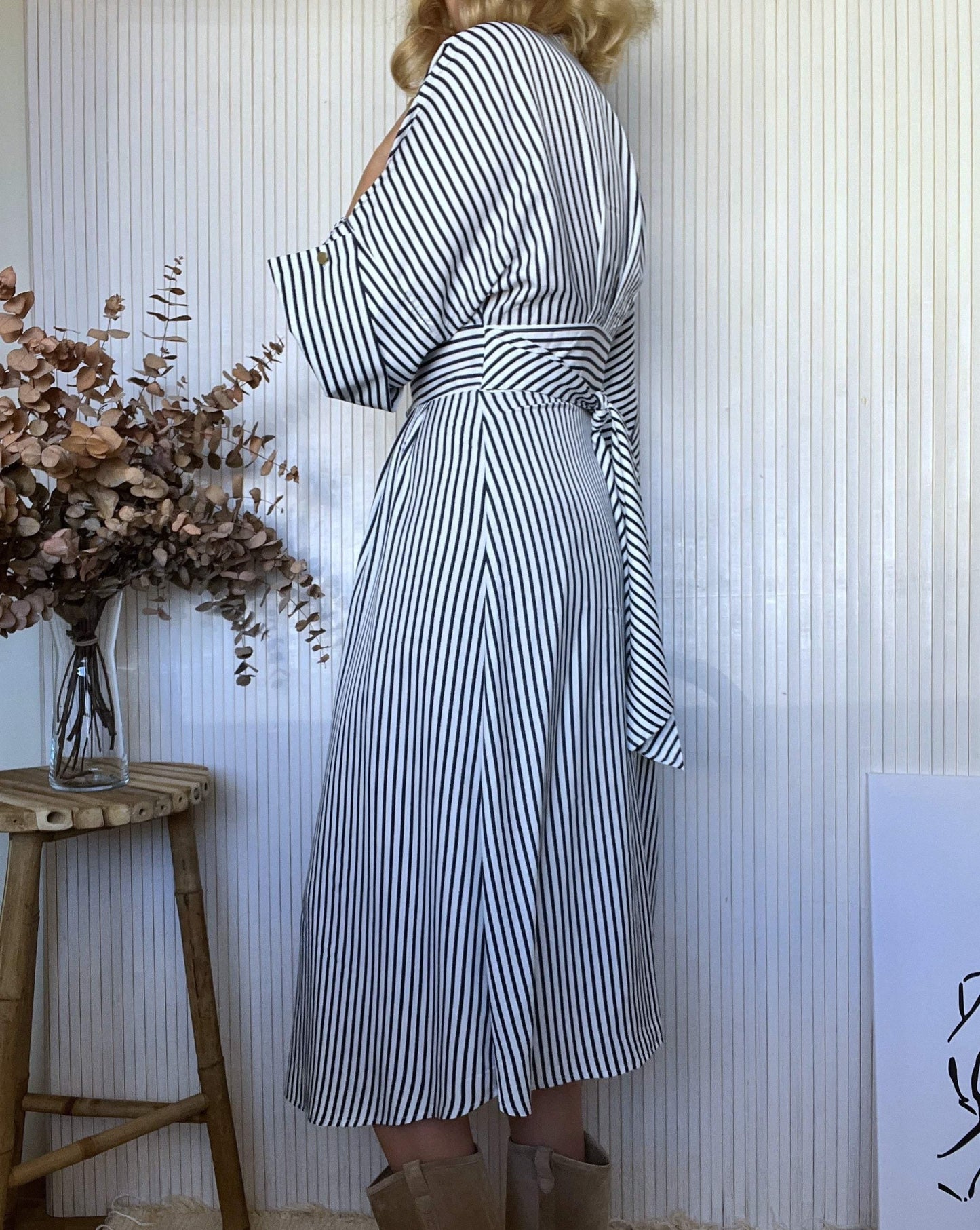 Vestido Midi Rayas Azul-Pepa Comanechi-ROPA,vestidos