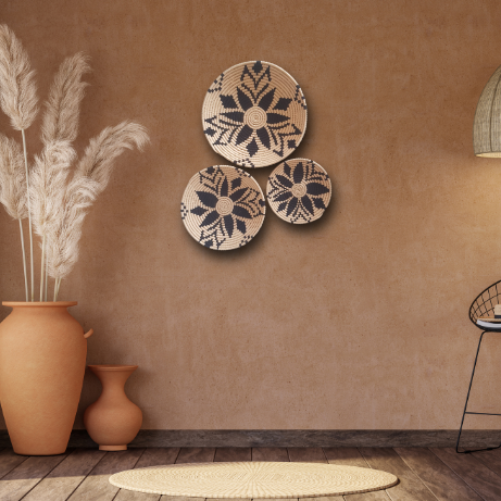 Set de Decoración Boho de Pared – Tapices Tejidos a Mano en Natural y Negro