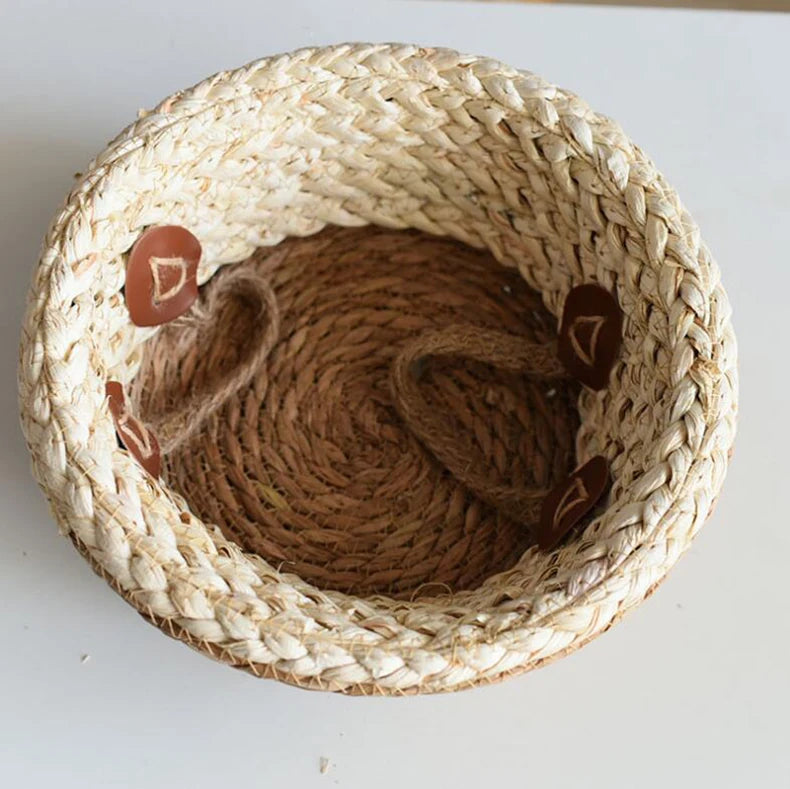Cesta de Bambú y Algas Marinas – Estilo Nórdico para Plantas, Ropa o Almacenaje Multiusos