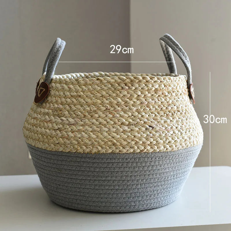 Cesta de Bambú y Algas Marinas – Estilo Nórdico para Plantas, Ropa o Almacenaje Multiusos