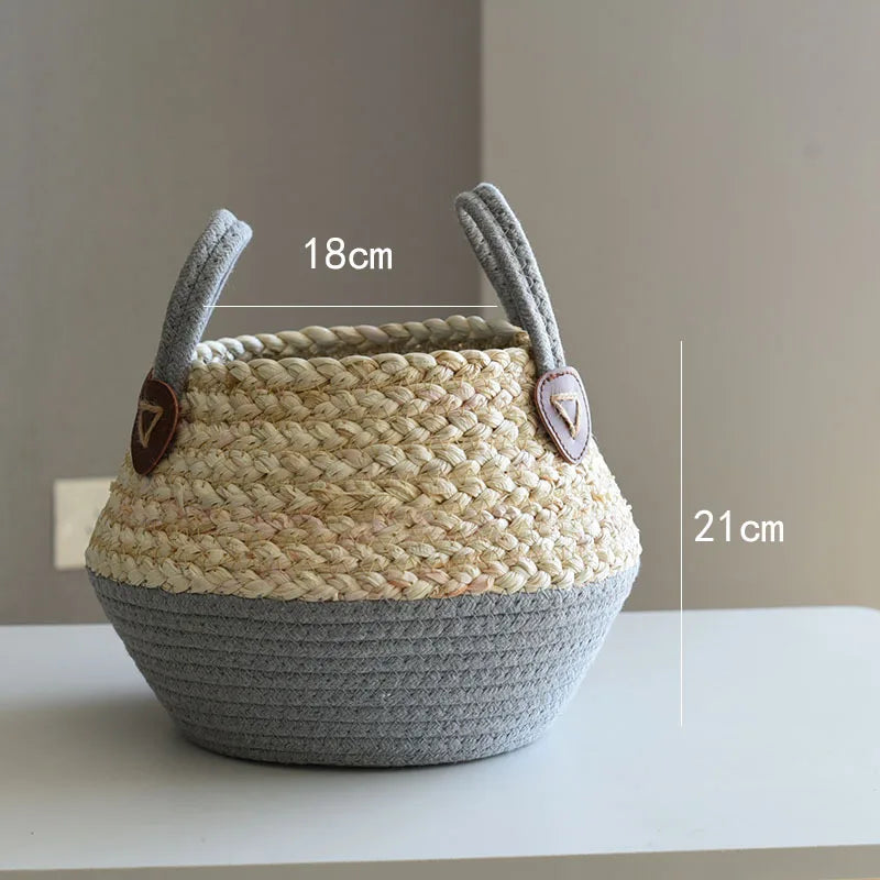 Cesta de Bambú y Algas Marinas – Estilo Nórdico para Plantas, Ropa o Almacenaje Multiusos