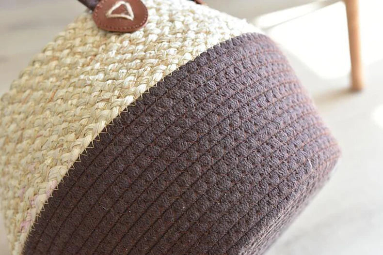 Cesta de Bambú y Algas Marinas – Estilo Nórdico para Plantas, Ropa o Almacenaje Multiusos