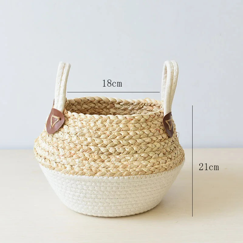 Cesta de Bambú y Algas Marinas – Estilo Nórdico para Plantas, Ropa o Almacenaje Multiusos