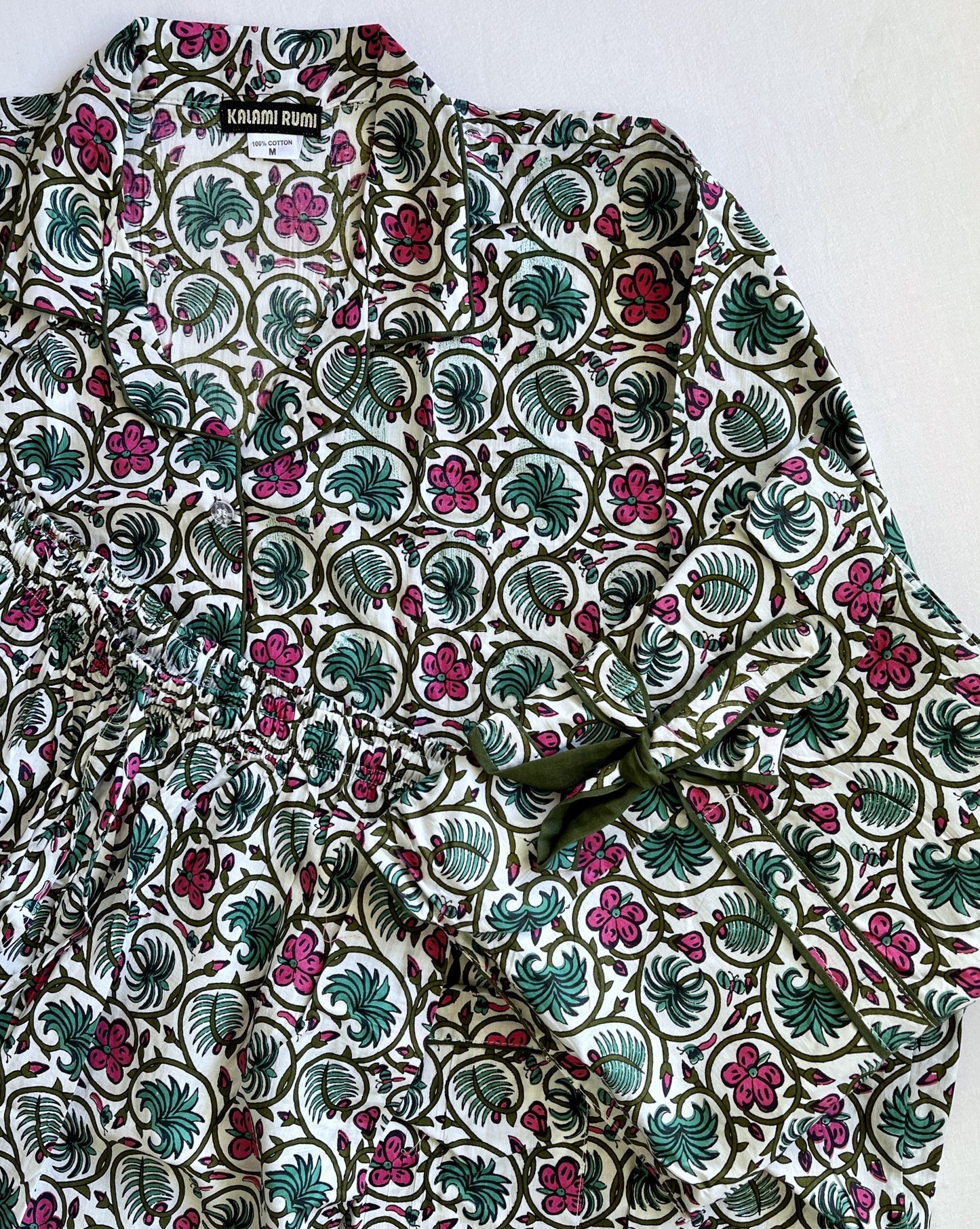 Pijama Largo LIA de Algodón 100% Hecho a Mano en India