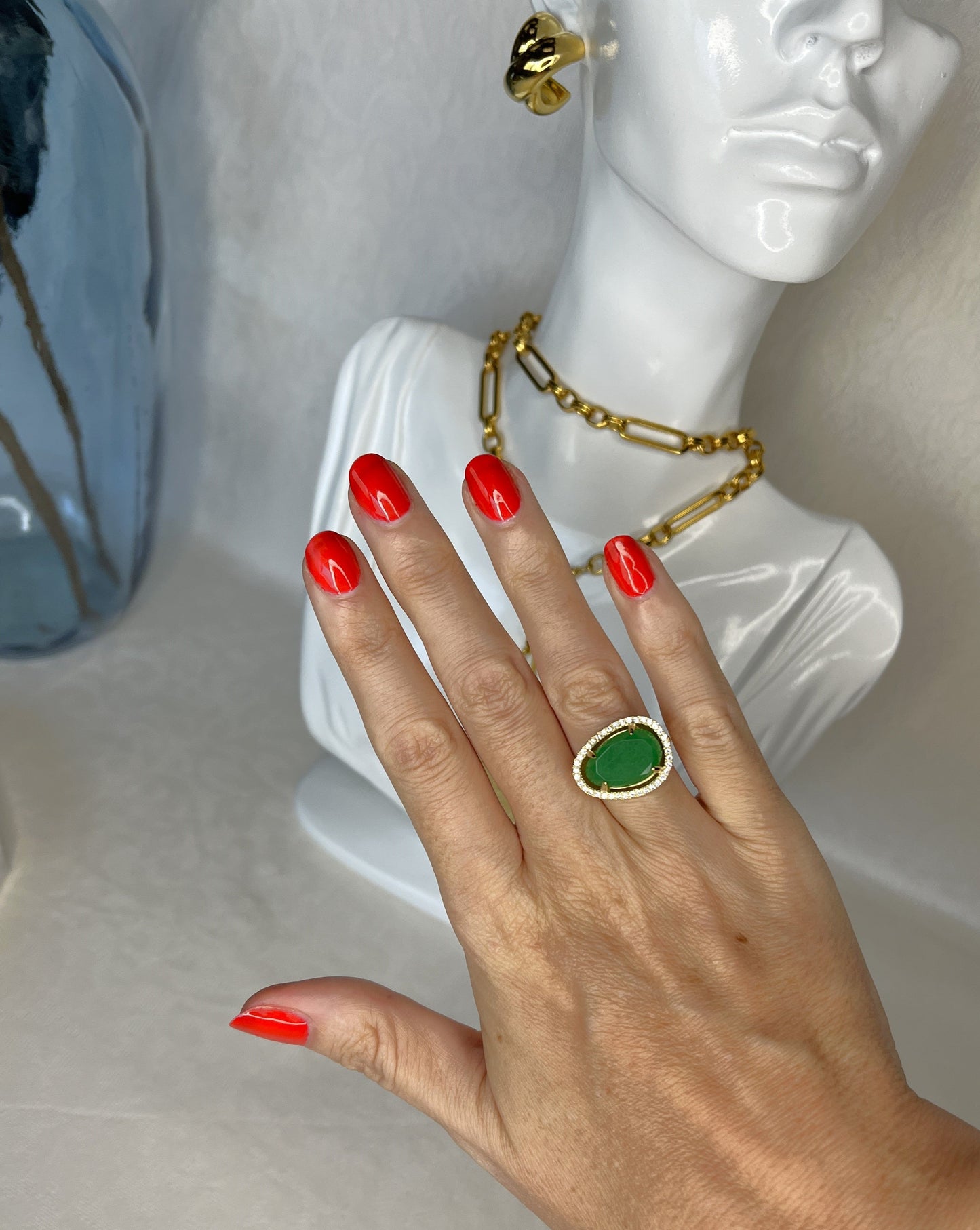 Anillo Circonita Onix Verde-Pepa Comanechi-ANILLOS,JOYAS