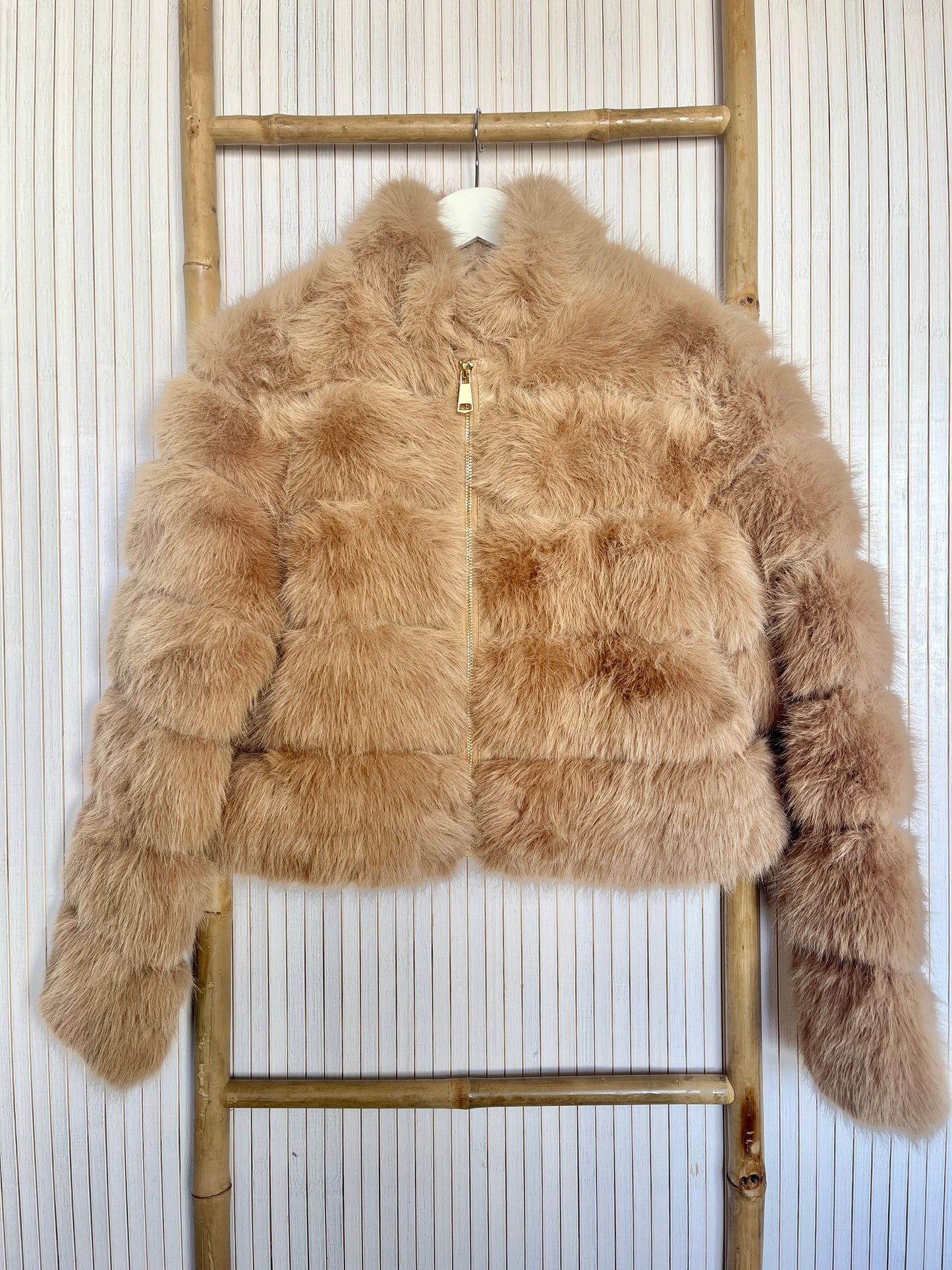 Short Beige Fur Jacket