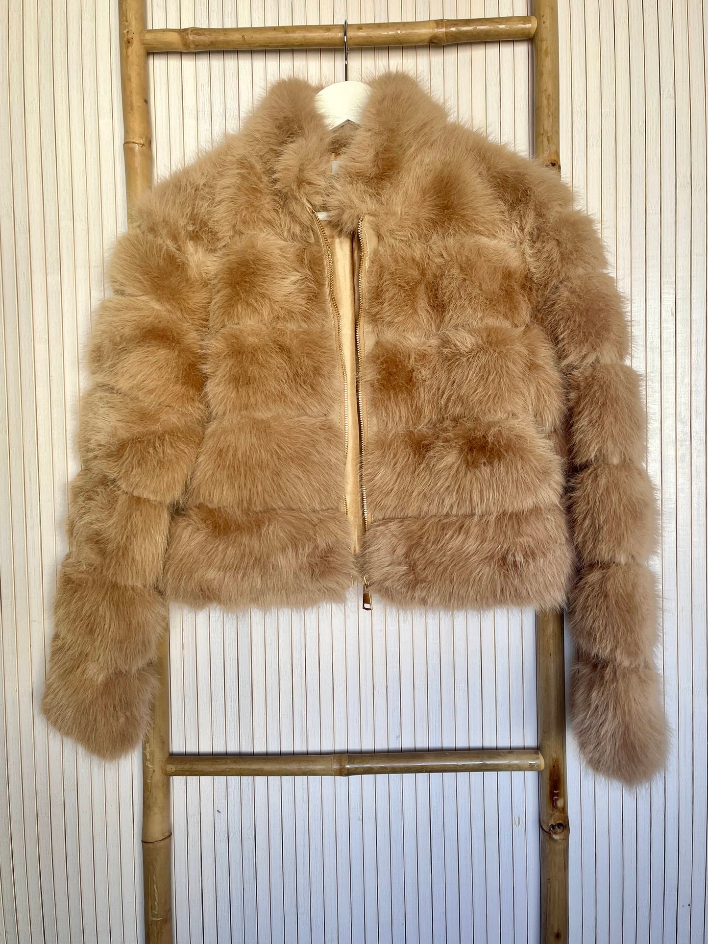 Short Beige Fur Jacket