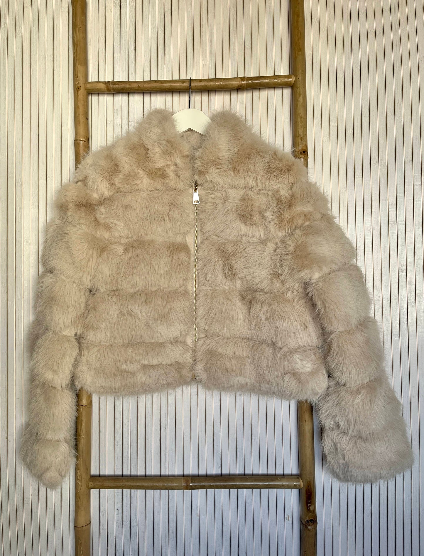 Short Beige Fur Jacket