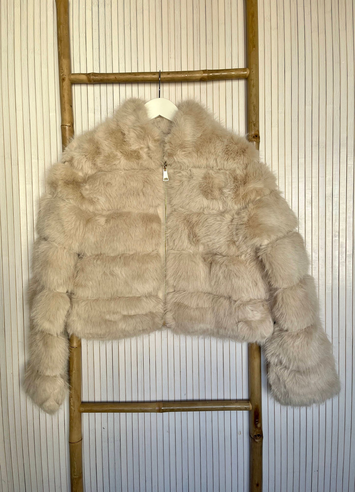 Short Beige Fur Jacket