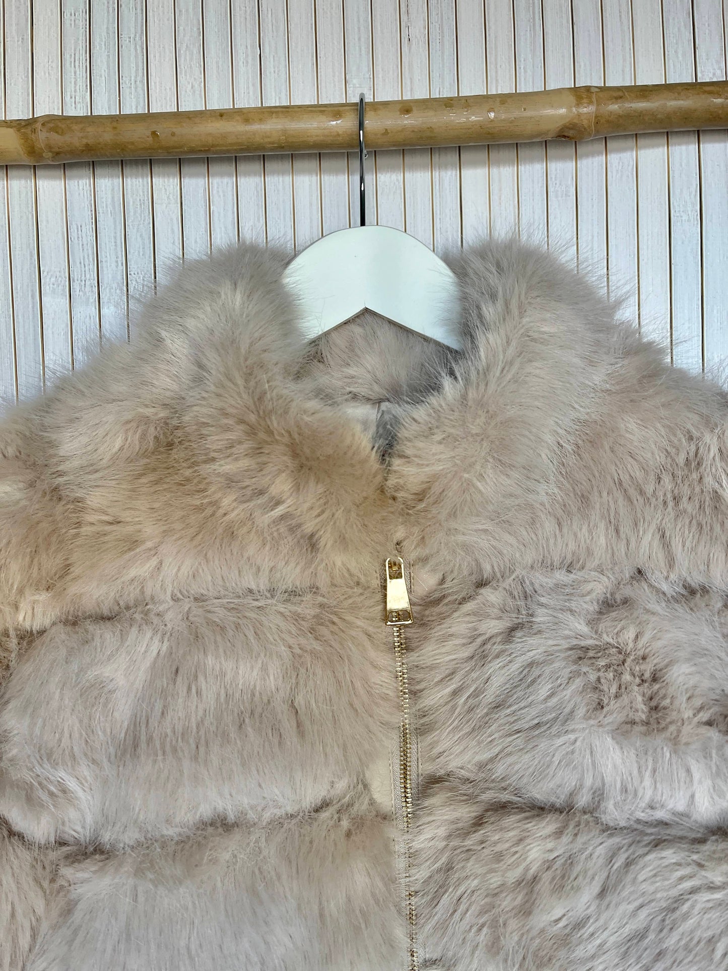 Short Beige Fur Jacket