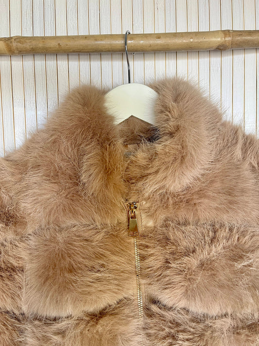 Short Beige Fur Jacket