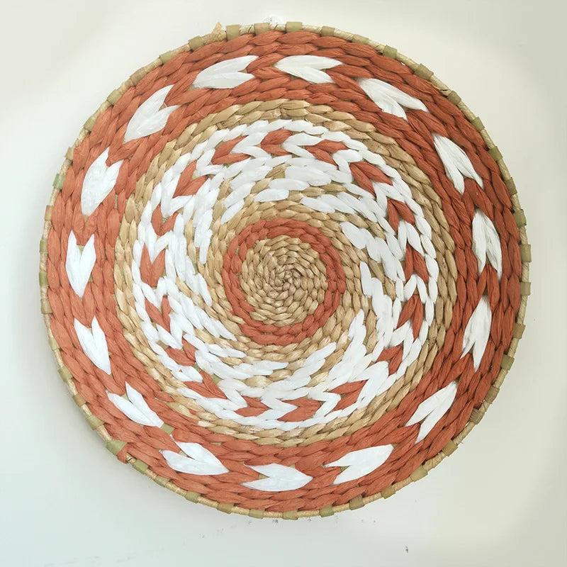 Decoración de Pared Bohemia de Paja Tejida – Hecha a Mano con Estilo Étnico y Natural