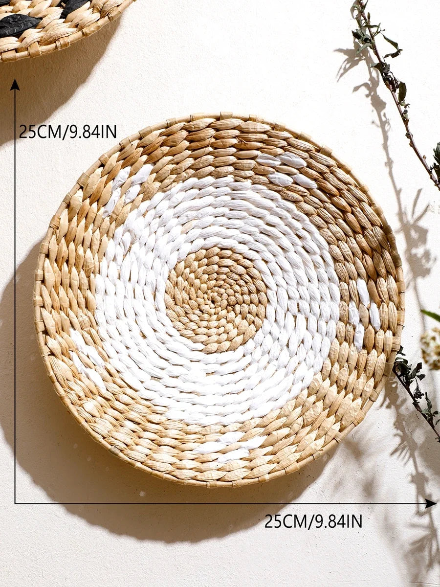 Decoración de Pared Bohemia de Paja Tejida – Hecha a Mano con Estilo Étnico y Natural