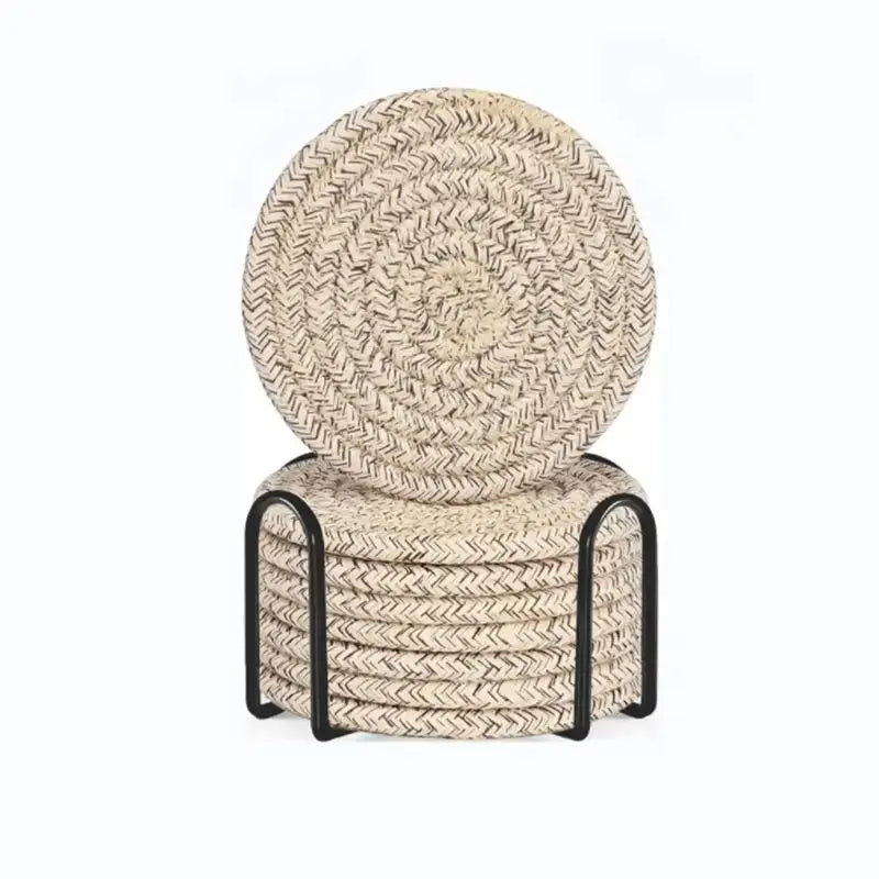 Set de 8 Posavasos de Algodón – Tejido Boho Absorbente para Mesa de Café (Estilo Minimalista y Cuqui)