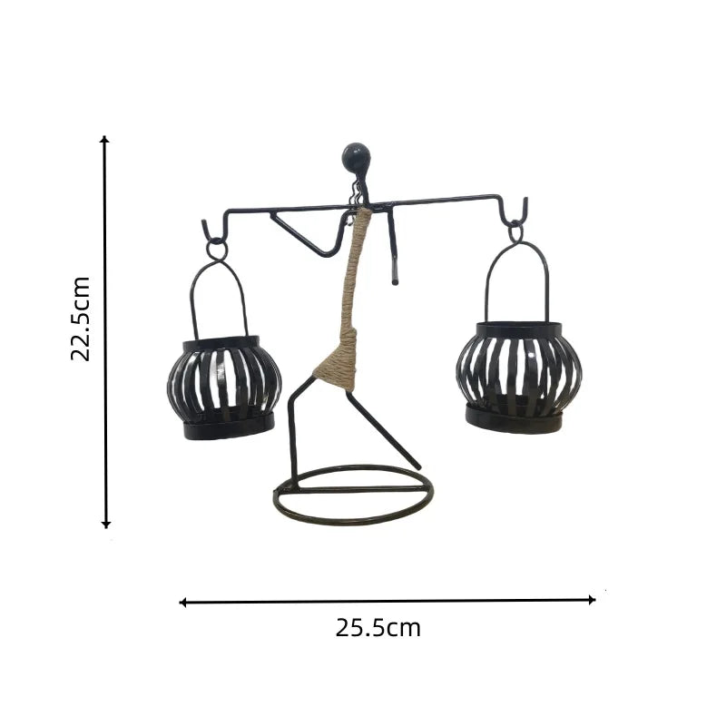 Candelabros de Metal Abstracto – Figuras Hechas a Mano, Estilo Vintage Bohemio