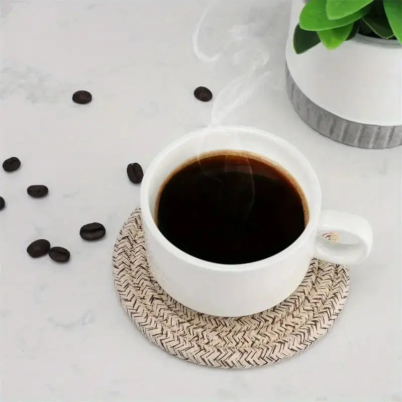 Set de 8 Posavasos de Algodón – Tejido Boho Absorbente para Mesa de Café (Estilo Minimalista y Cuqui)