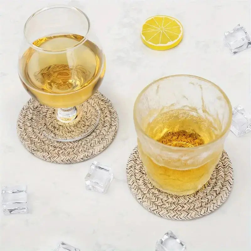 Set de 8 Posavasos de Algodón – Tejido Boho Absorbente para Mesa de Café (Estilo Minimalista y Cuqui)