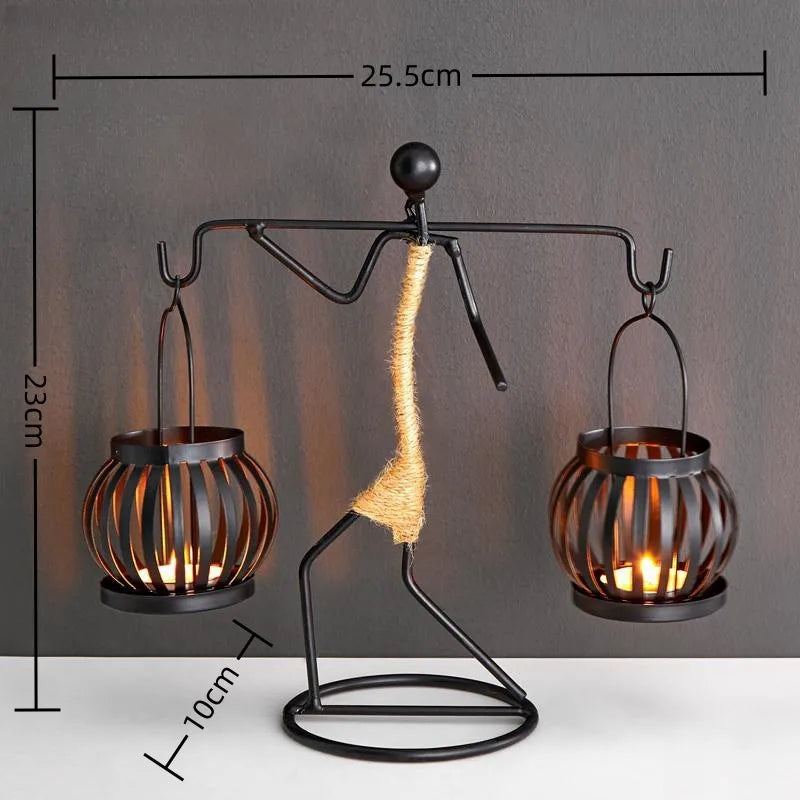 Candelabros de Metal Abstracto – Figuras Hechas a Mano, Estilo Vintage Bohemio