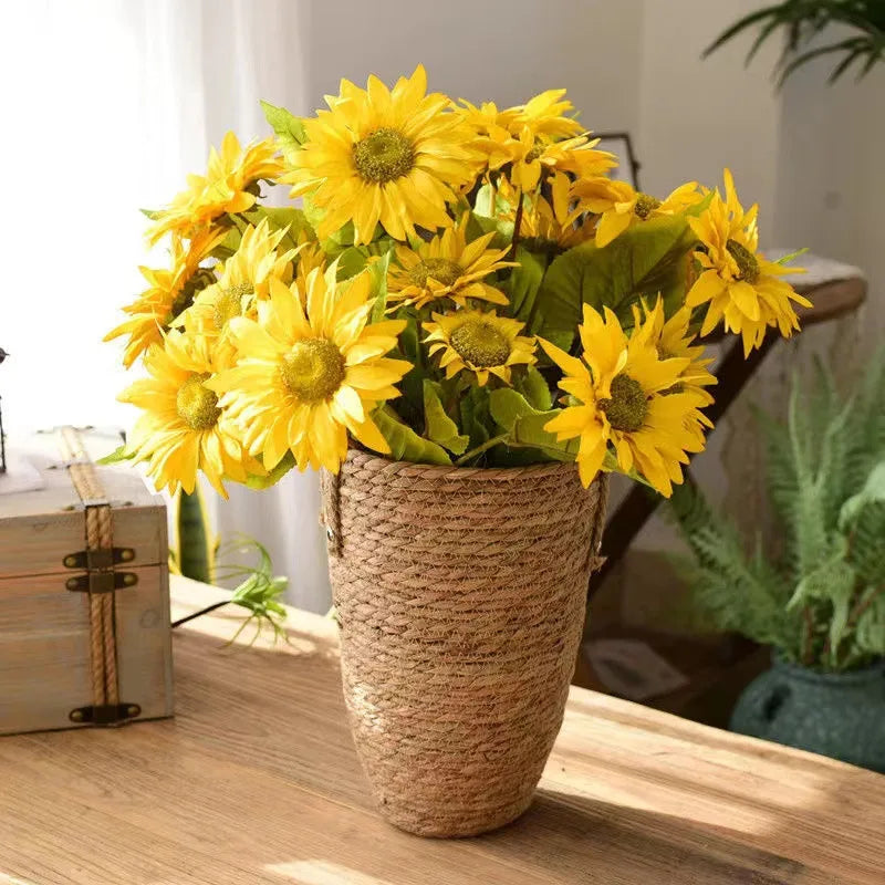 Cesta Alta de Mimbre Natural – Cubremaceta o Cesto para Decoración de Hogar