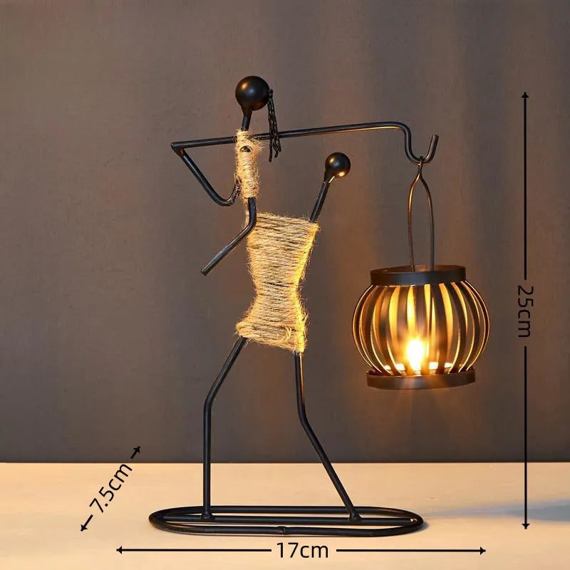 Candelabros de Metal Abstracto – Figuras Hechas a Mano, Estilo Vintage Bohemio