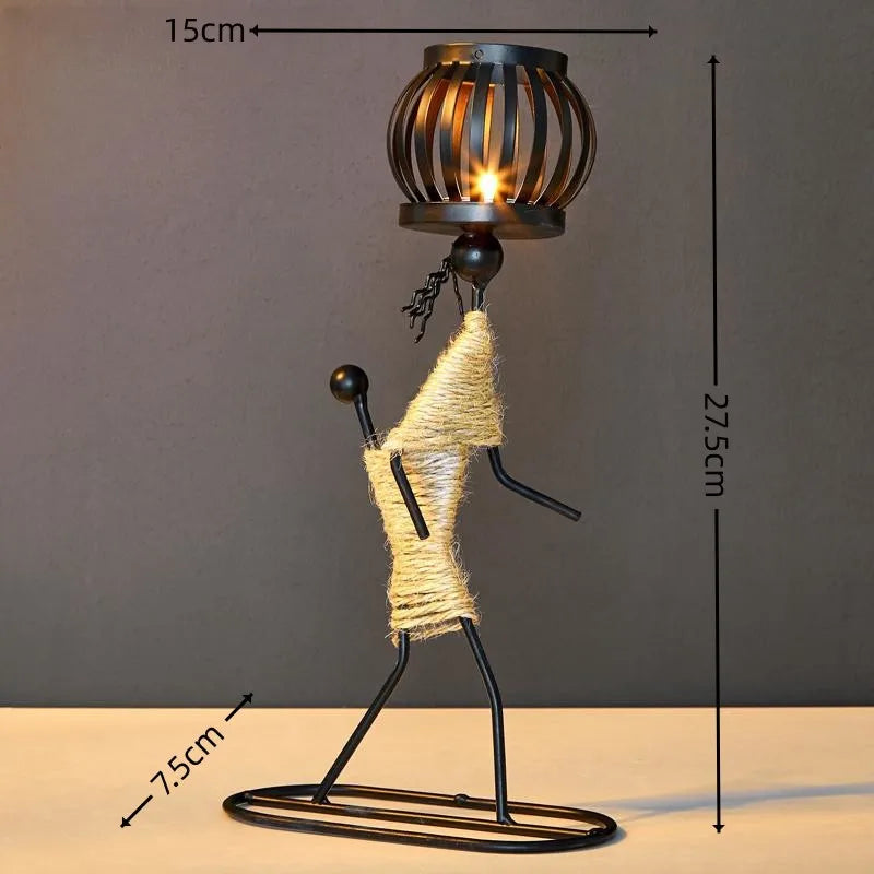 Candelabros de Metal Abstracto – Figuras Hechas a Mano, Estilo Vintage Bohemio