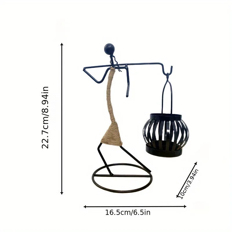 Candelabros de Metal Abstracto – Figuras Hechas a Mano, Estilo Vintage Bohemio