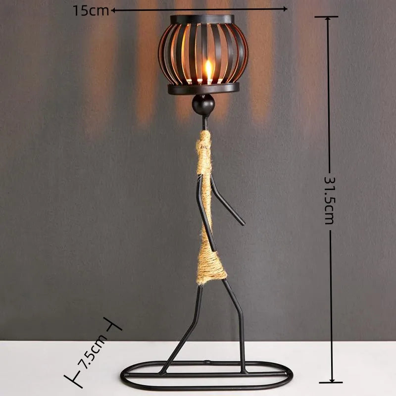 Candelabros de Metal Abstracto – Figuras Hechas a Mano, Estilo Vintage Bohemio