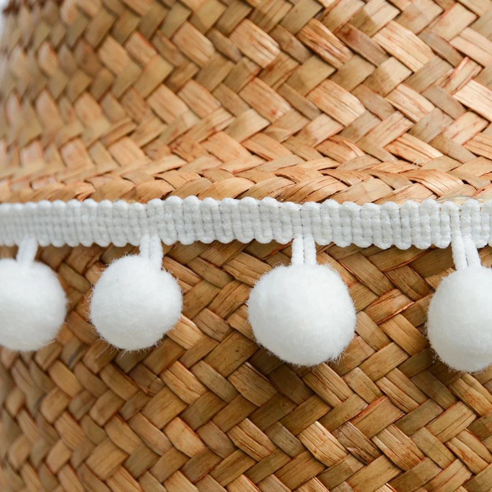 Cesta Asas de Fibras Naturales – Tejida a Mano y Plegable, Estilo Boho Nórdico Multiusos