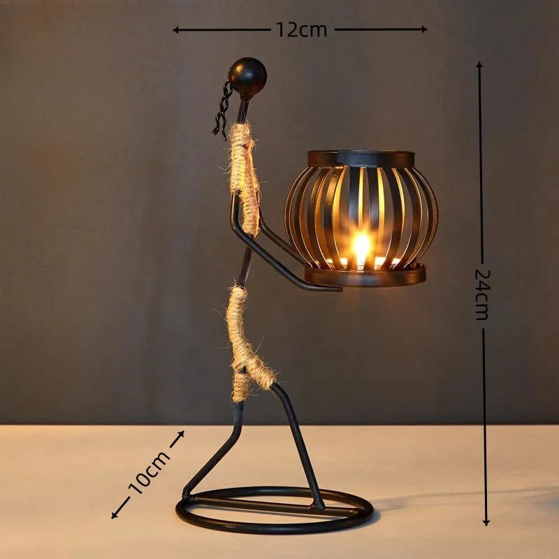 Candelabros de Metal Abstracto – Figuras Hechas a Mano, Estilo Vintage Bohemio